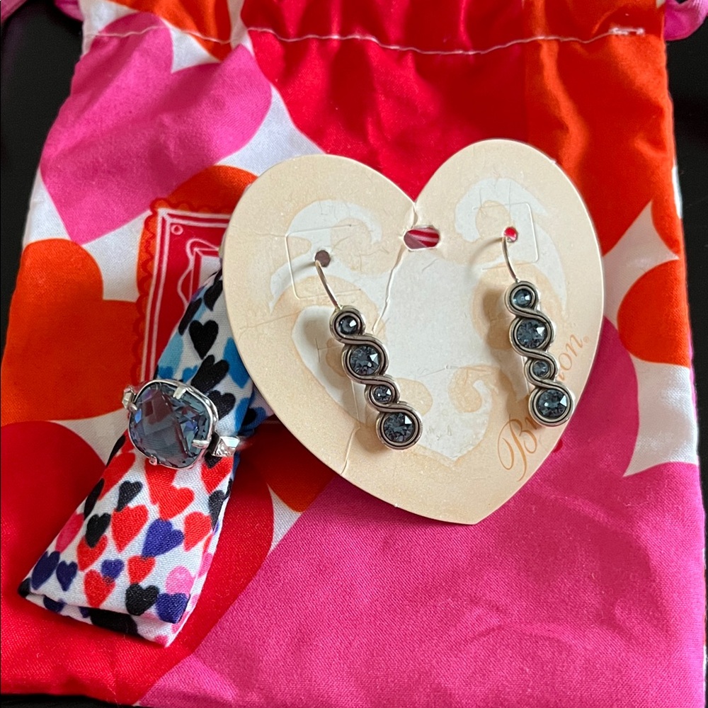 New Brighton Silver Infinity Earrings and Ring with Sapphire Blue Stones